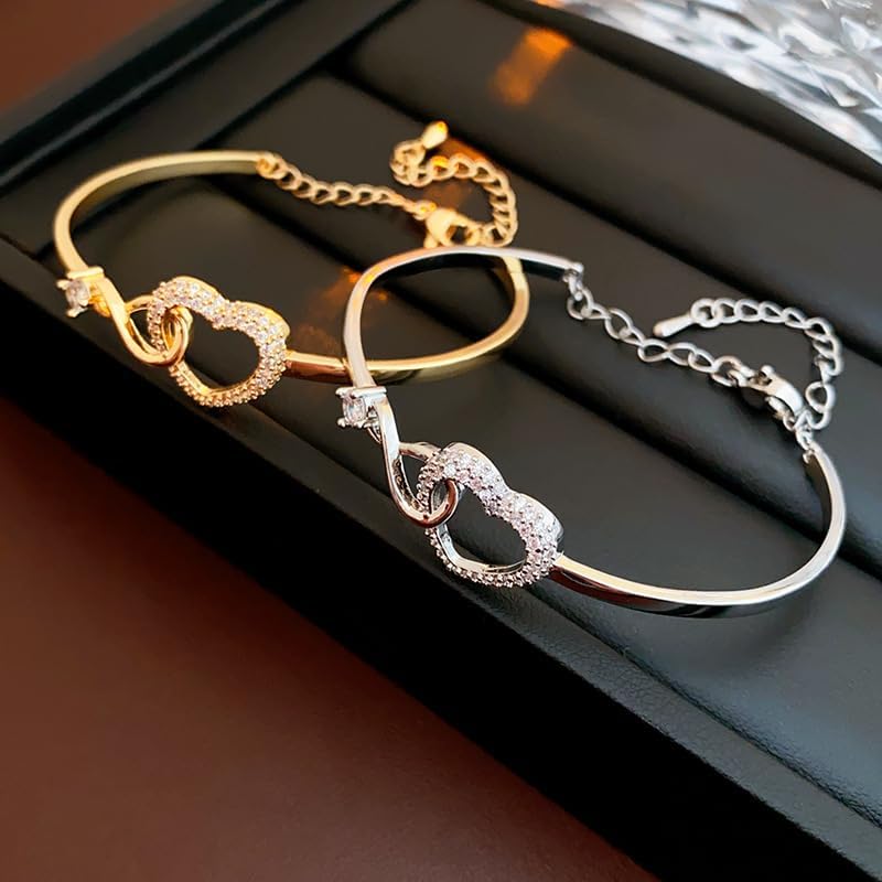 DivaGlamz To My Daughter Forever Connected Bracelet, Infinity Forever Love Heart Bracelets You Are Always In Mine From Mom Cubic Zirconia Adjustable Inspirational Gift Jewelry - Image 4